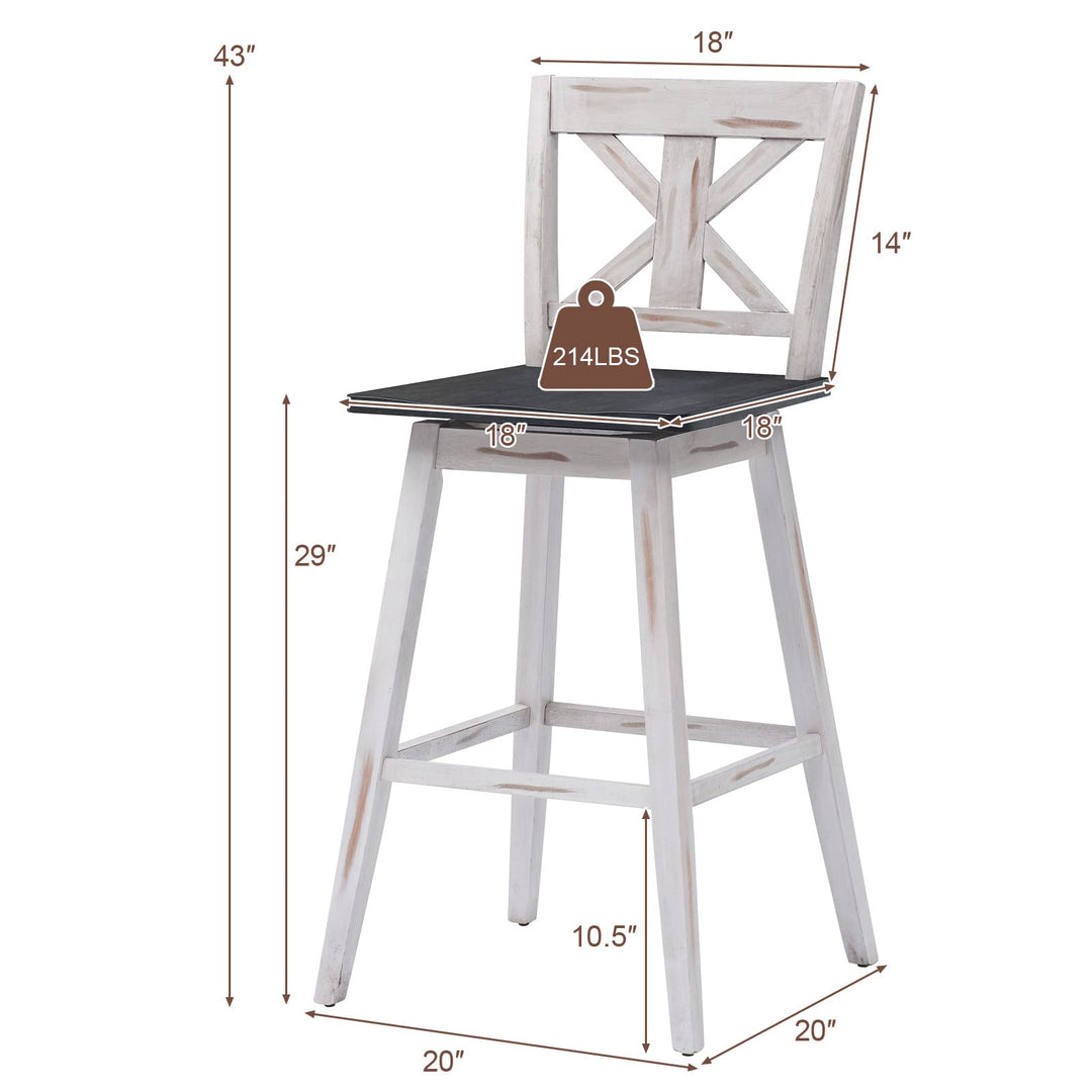 360 Degree Rubber Wood Bar Chairs, Vintage Bar Stools for Home, Restaurant &amp; Pub