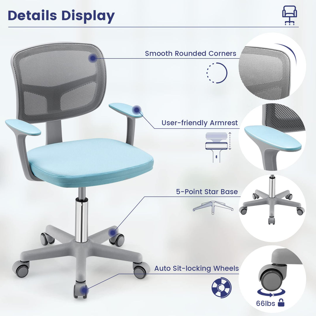 Giantex Ergonomic Home Office Chair, Mesh Low Back Desk Chair, Swivel Computer Chair with Y-Shaped Lumbar Support &amp; Comfy Armrest
