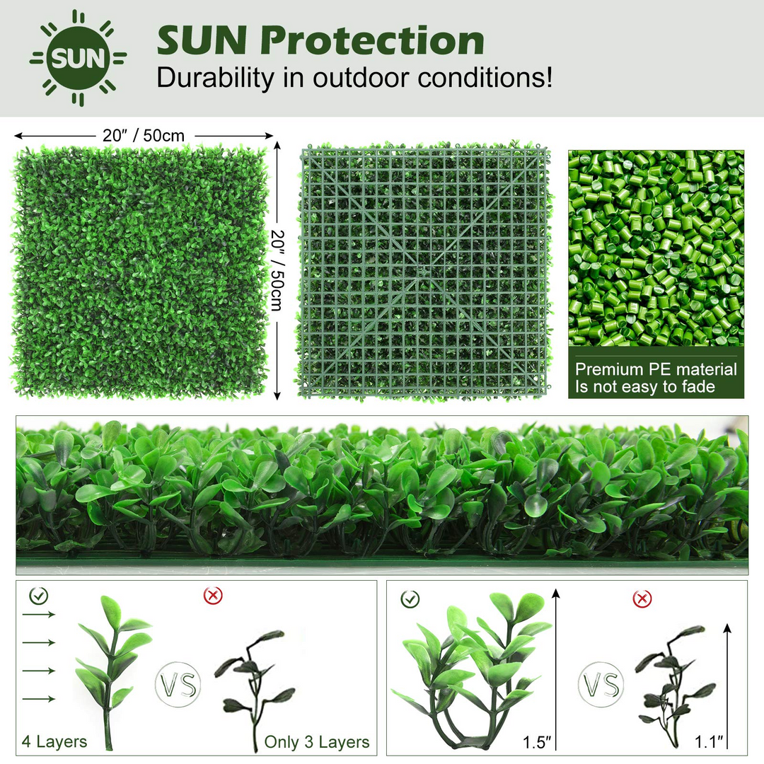 Giantex 12PCS 20x20inch Artificial Boxwood Panels Garden Privacy Fence Screen