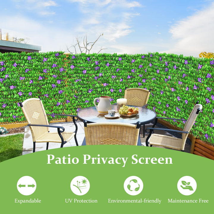 Expandable Fence with Leaves, 6.5ft Privacy Screen Decorative Fake Ivy Fencing Panel