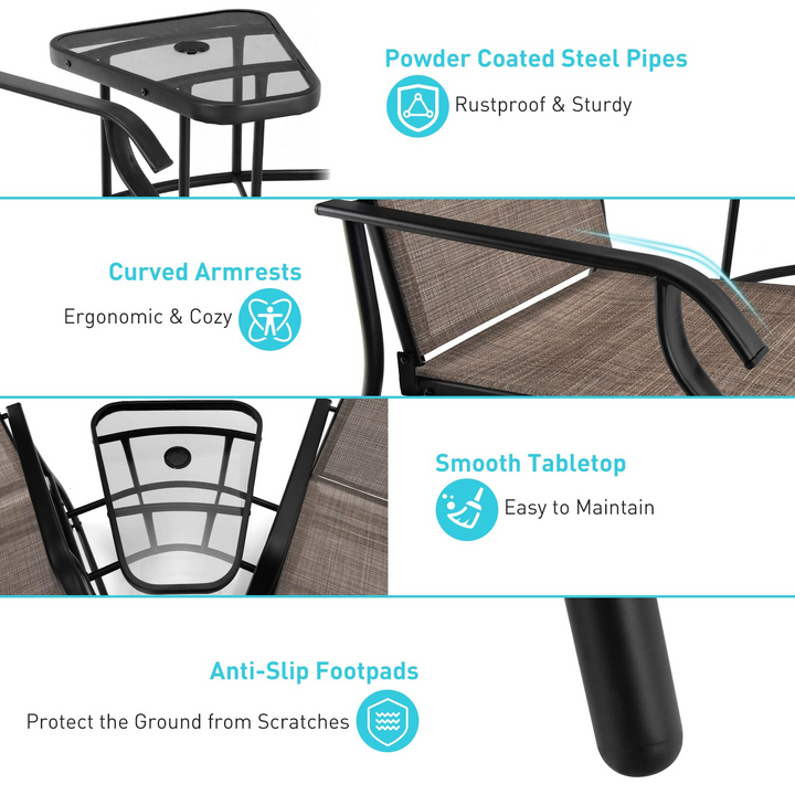 Giantex Outdoor Glider Chairs with Table &amp; Umbrella Hole