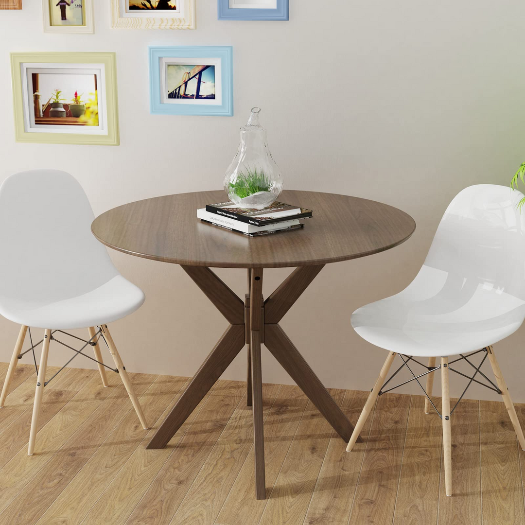 Giantex 36 Inch Round Wood Dining Table with Intersecting Pedestal Base
