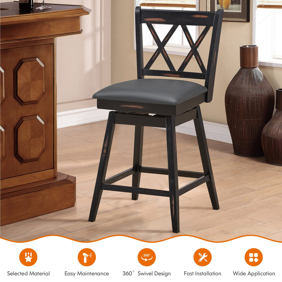 Giantex Bar Stool with Foot Rest Upholstered Cushion &amp; Ergonomic Backrest