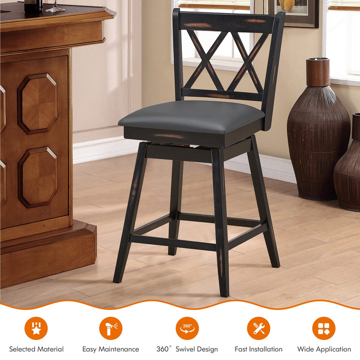 Giantex Bar Stool with Foot Rest Upholstered Cushion &amp; Ergonomic Backrest