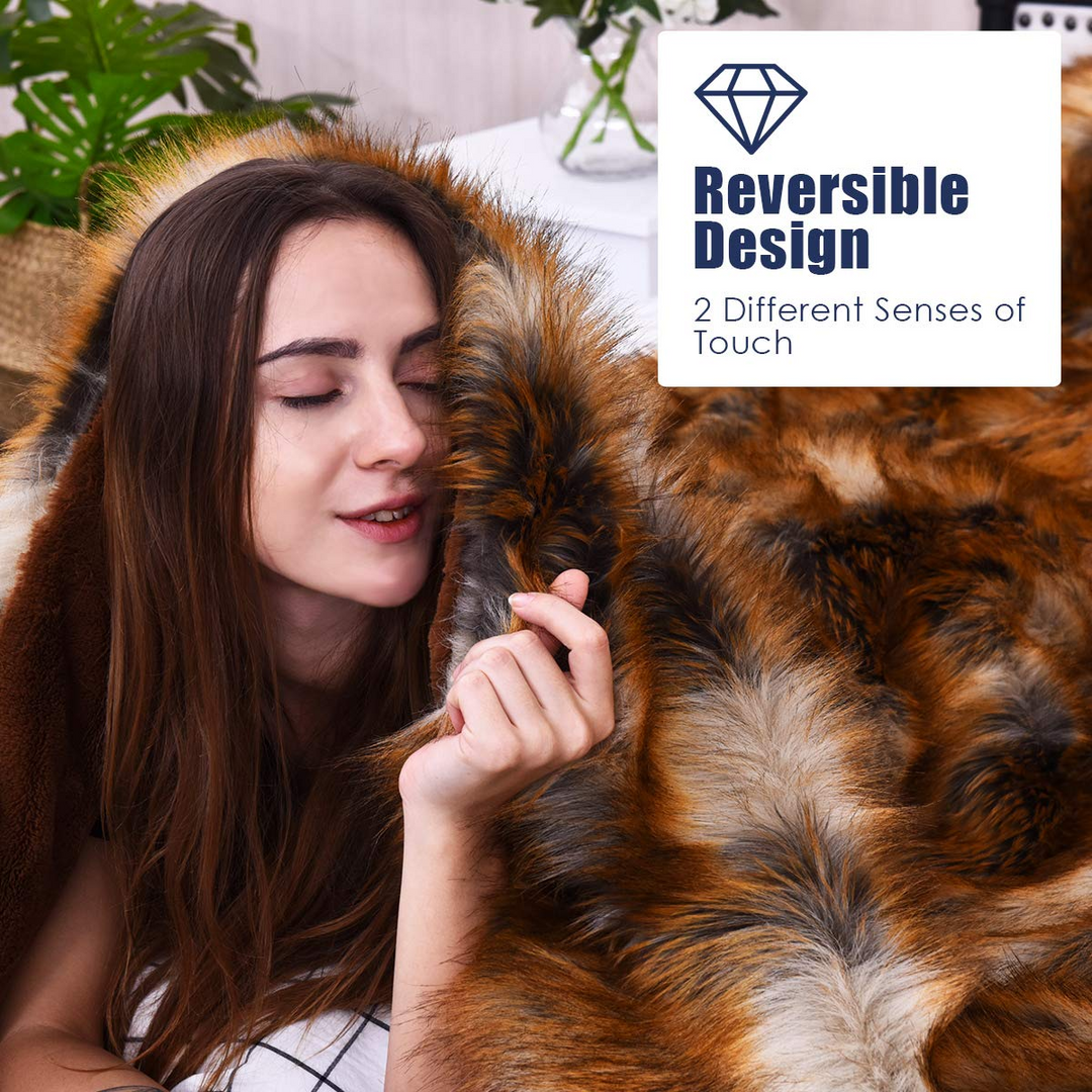 Faux Fur Throw Blanket, Ultra Soft Fuzzy Bed Blankets
