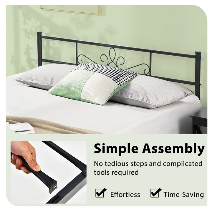 King/Queen/Full/Twin Size Mattress Foundation w/Heavy Duty Steel Slat Support, No Box Spring Needed