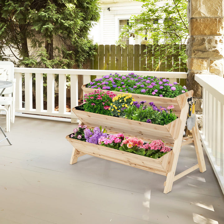 Giantex Raised Garden Bed, Vertical Planter with Storage Shelf (Natural)