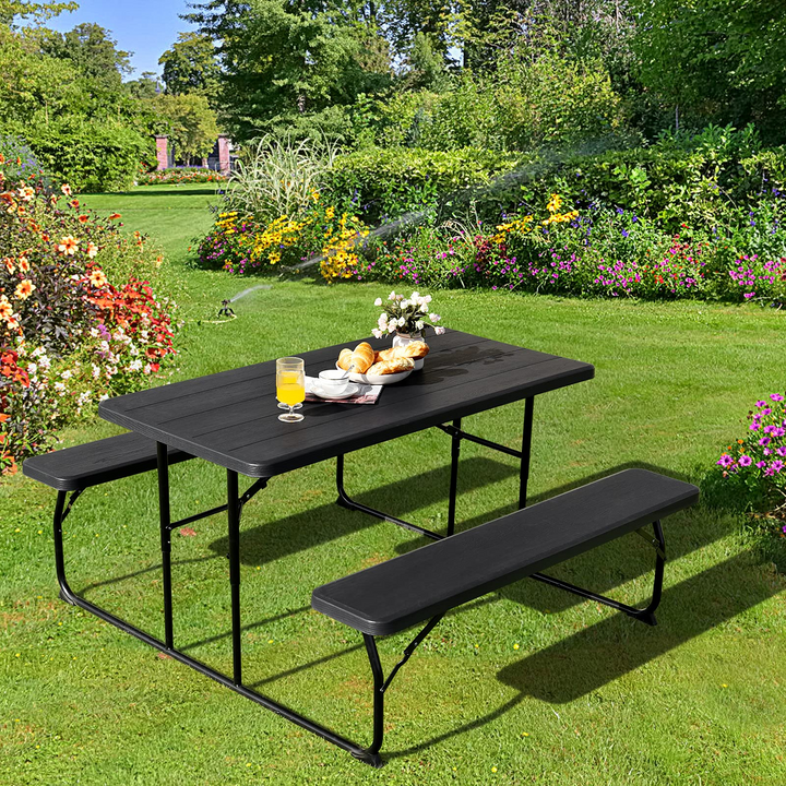 Giantex Folding Picnic Table Bench Set, Outdoor Dining Table Set