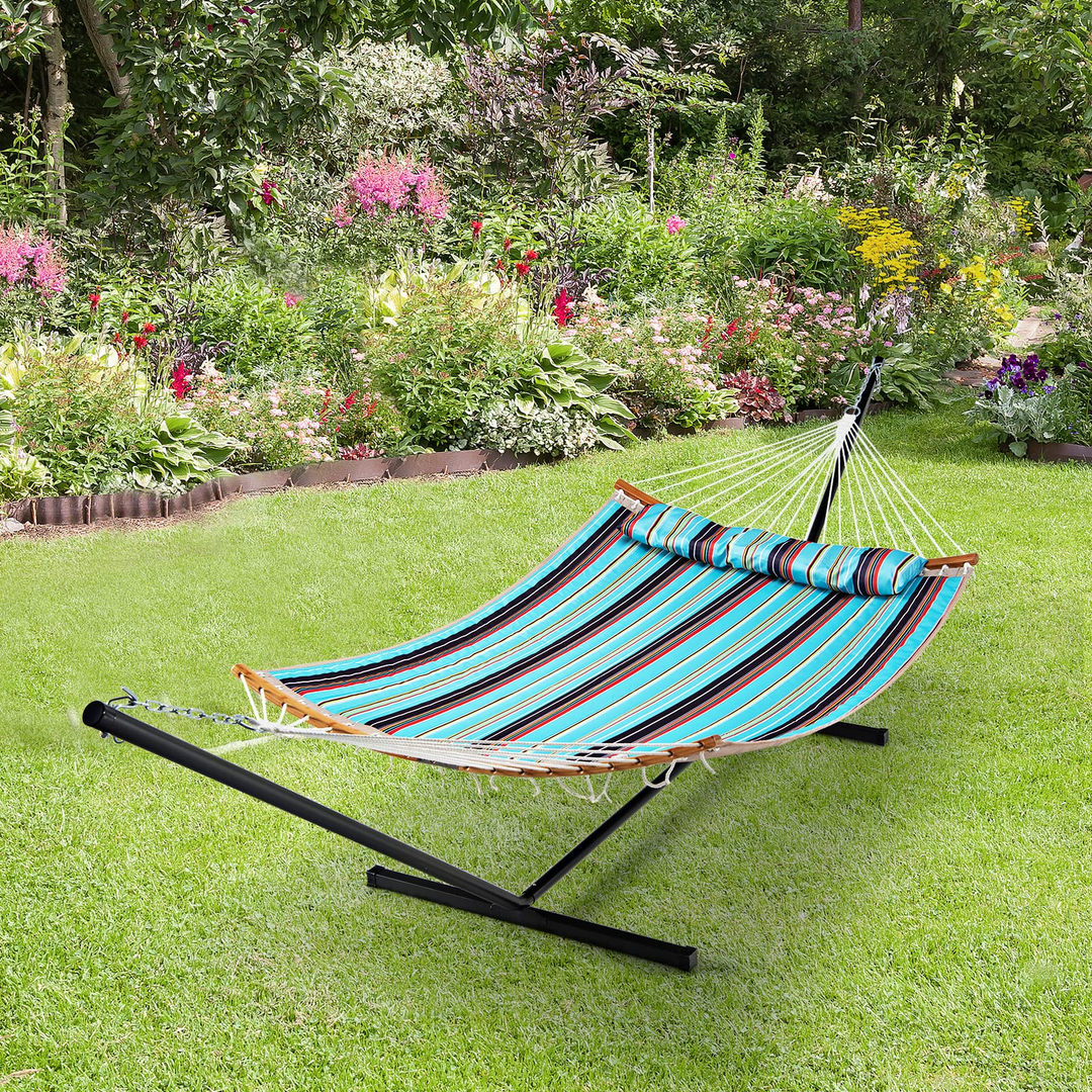 Giantex Hammock with Stand Included Portable 2-Person Outdoor Hammock(Blue &amp; Red)