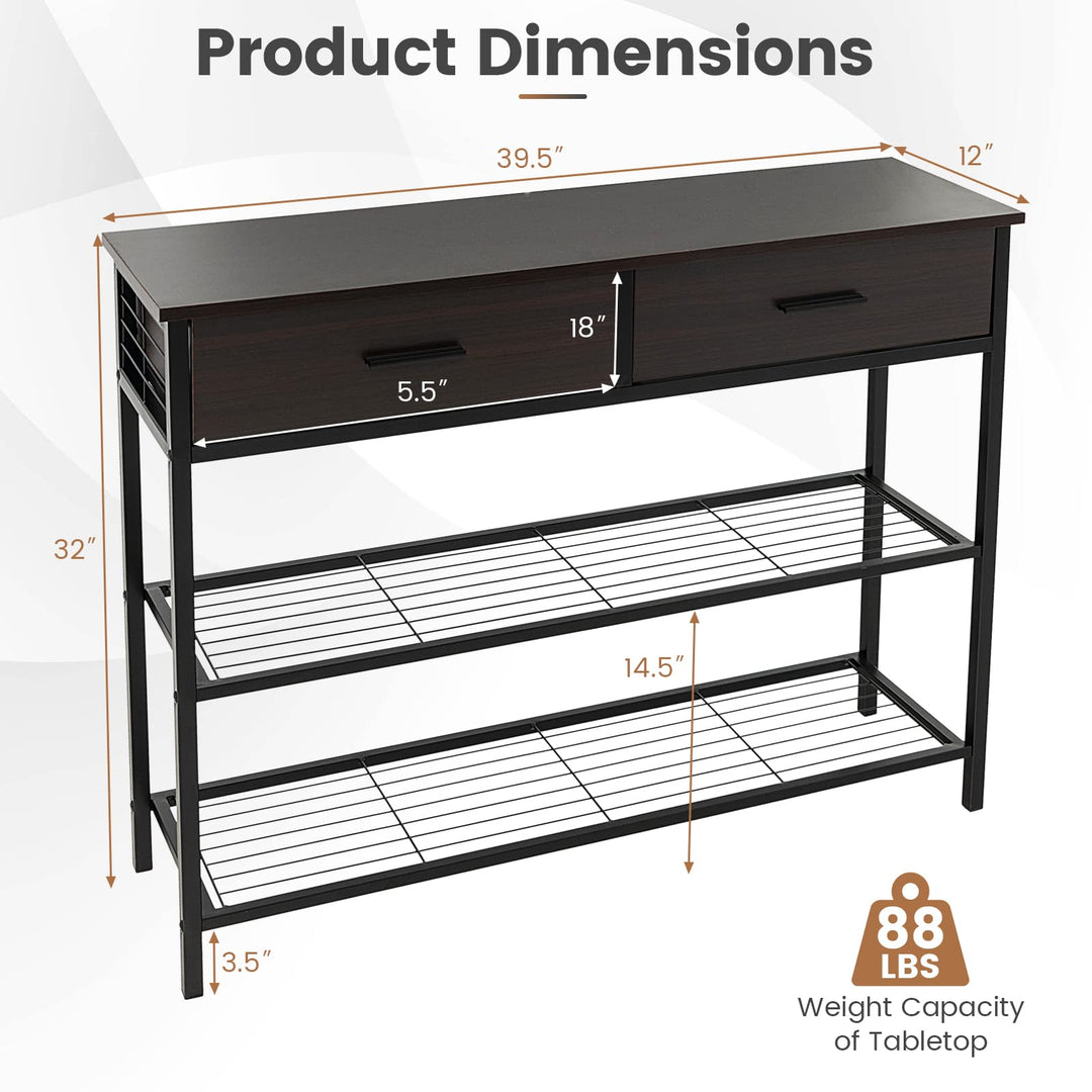 Giantex 39.5” Console Table with Storage Drawer - Entryway Table with 2 Drawers