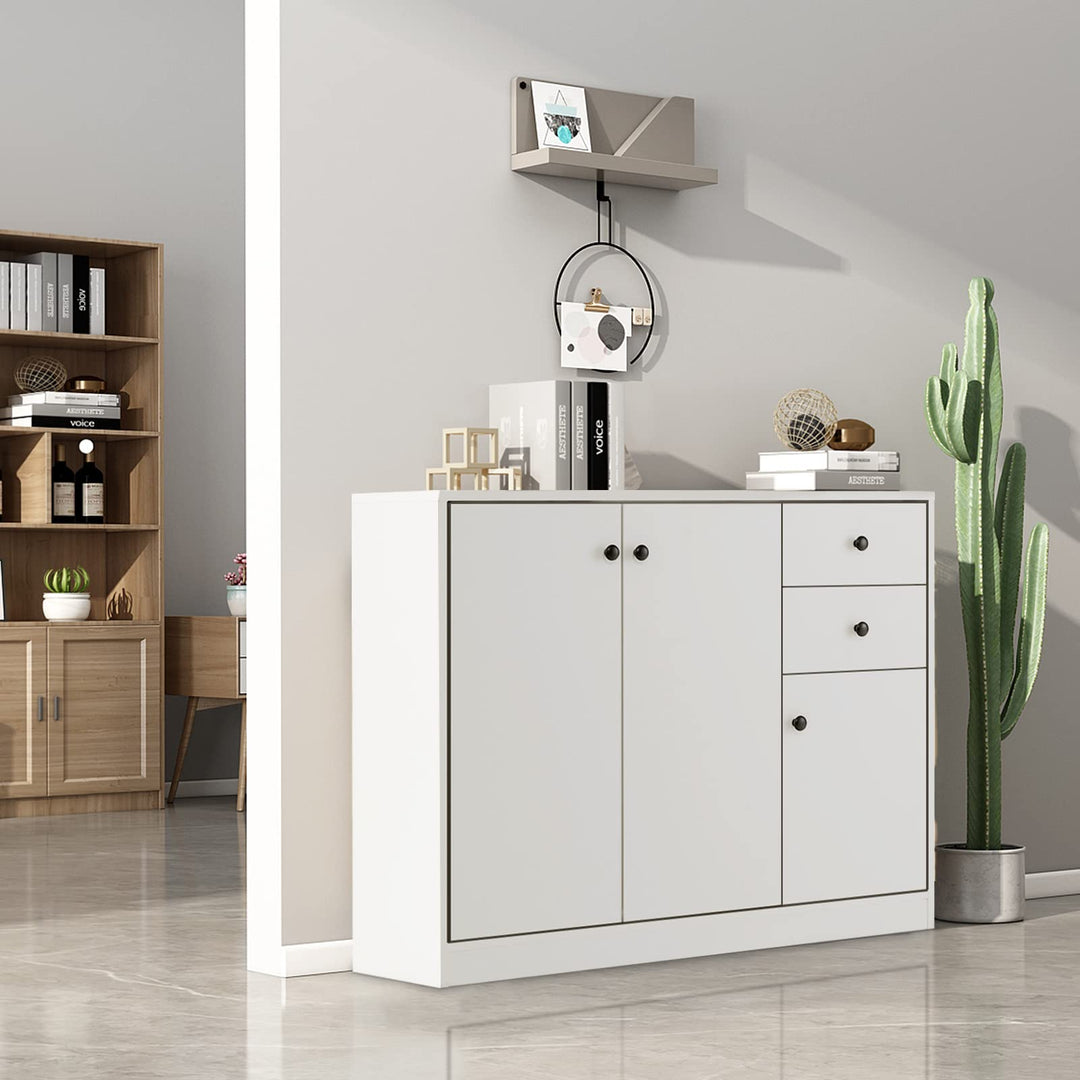 Giantex Buffet Cabinet with Storage - Kitchen Sideboard with 2 Drawers, 3-Door Large &amp; Small Cabinet