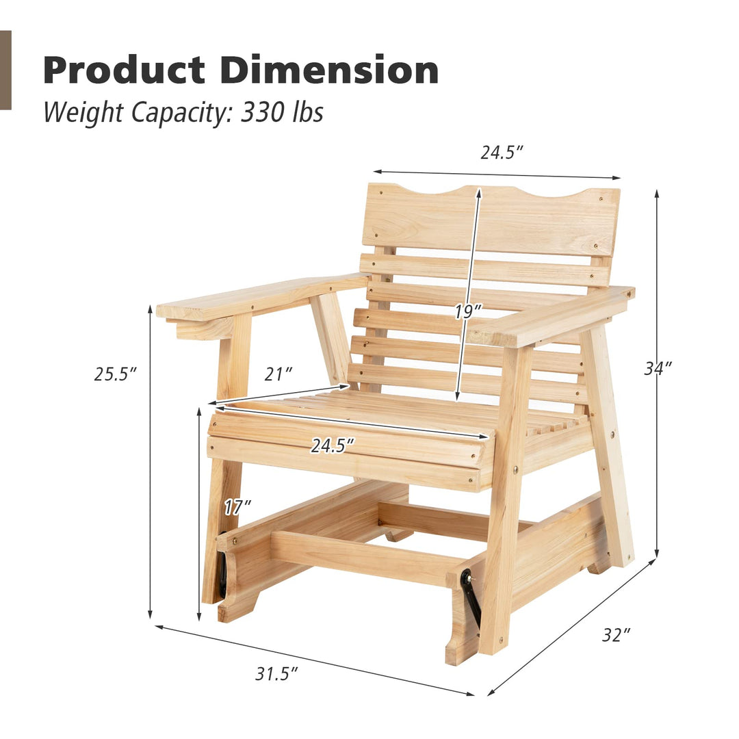 Giantex Outdoor Wood Rocking Chair with High Back and Widened Armrests