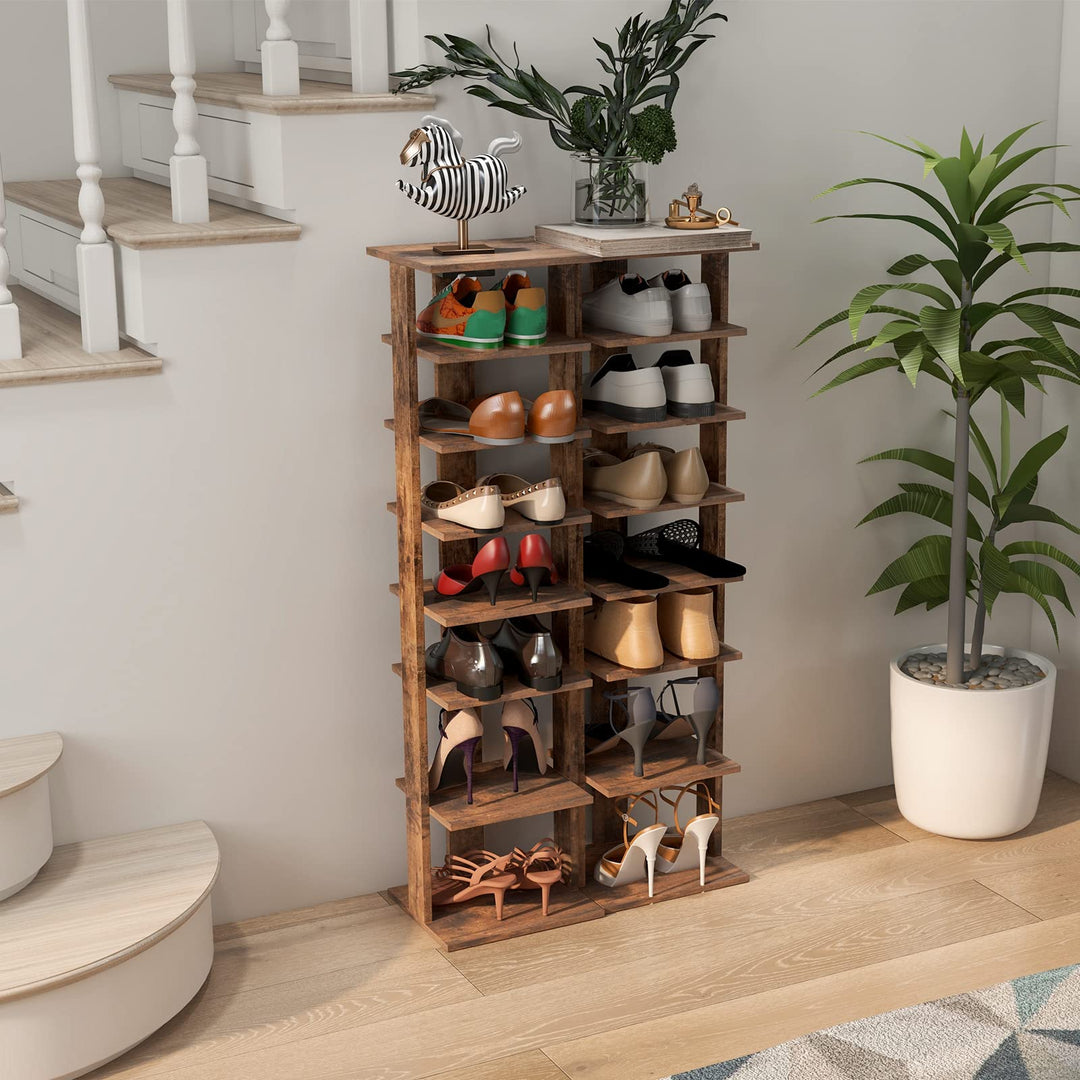 Giantex 8-Tier Vertical Shoe Rack, Corner Shoe Storage Organizer for 7 Pairs, Freestanding Narrow Shoe Rack