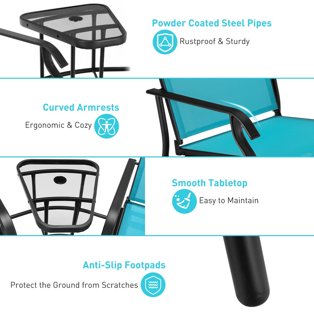 Giantex Outdoor Glider Chairs with Table &amp; Umbrella Hole