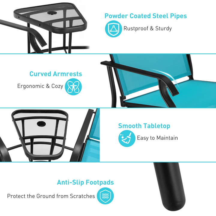 Giantex Outdoor Glider Chairs with Table &amp; Umbrella Hole
