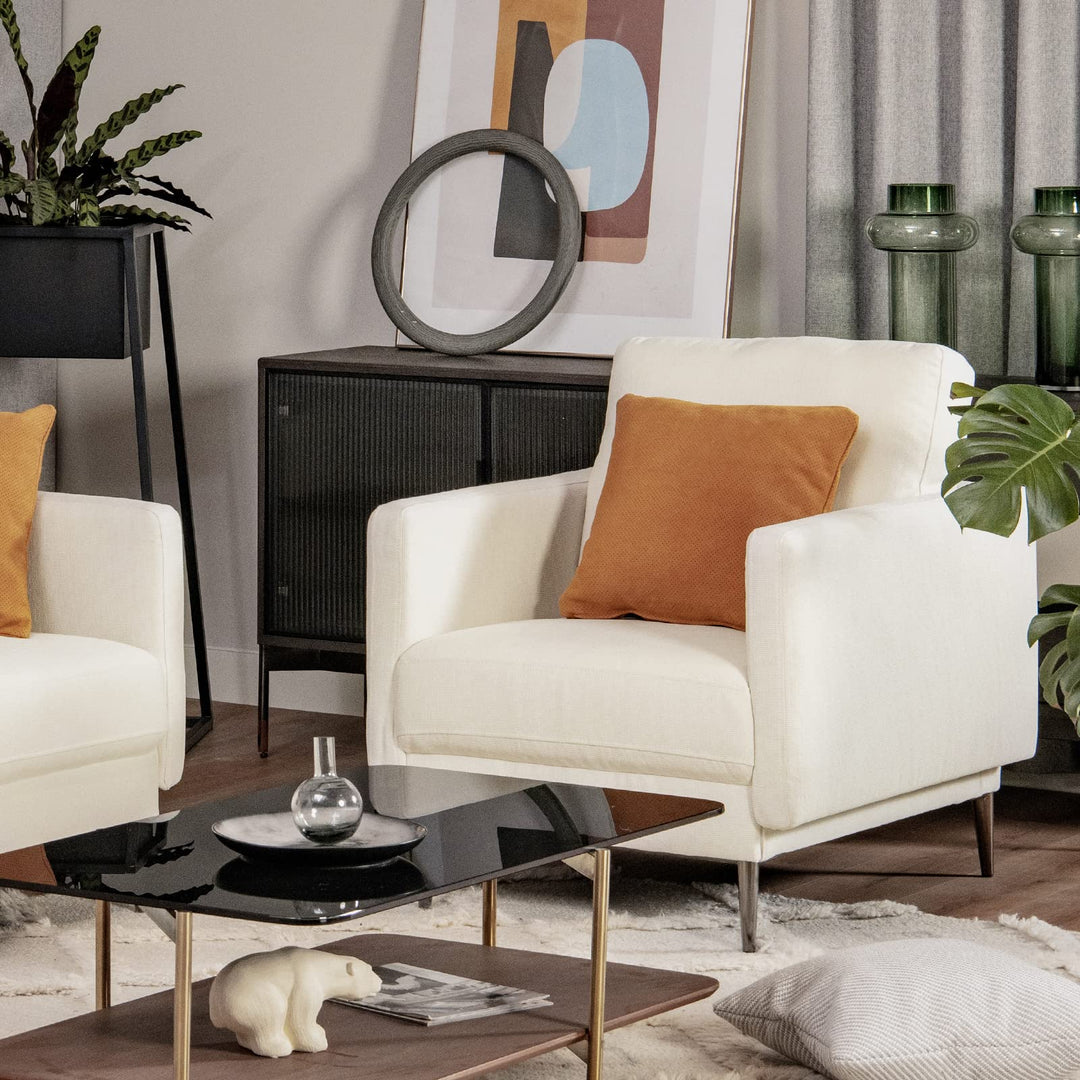 Giantex Sofa Couch, for Bedroom, Reception Rooms, Chair &amp; Loveseat(Grey &amp; White)