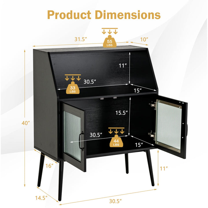 Giantex Buffet Cabinet with Storage, Farmhouse Sideboard with Open Shelves &amp; Tempered Glass Door