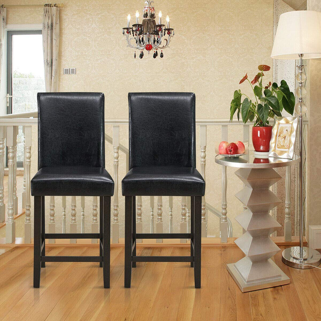 Giantex 25 inch Wooden Vintage Bar Chairs, Counter Stools w/ Upholstered Foam Cushion &amp; Solid Rubber Wood Legs