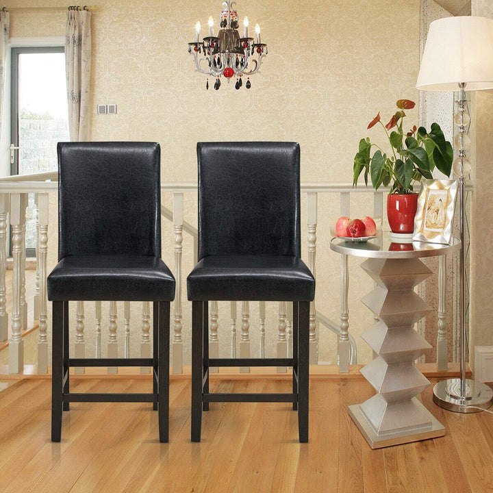 Giantex 25 inch Wooden Vintage Bar Chairs, Counter Stools w/ Upholstered Foam Cushion &amp; Solid Rubber Wood Legs