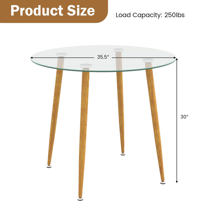 Giantex Round Glass Dining Table, Kitchen Dinner Table with Tempered Glass Tabletop &amp; Metal Legs
