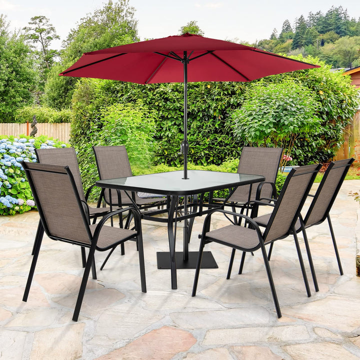 Giantex 7 Piece Patio Dining Set, Outdoor Dining Table Set with 6 Stackable Chairs