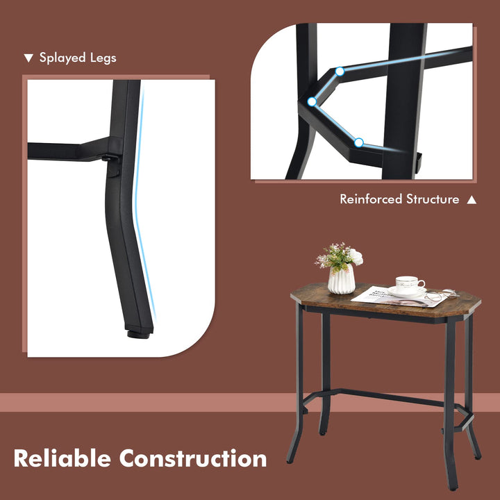 Giantex Narrow End Table w/Rustic Wood Grain &amp; Stable Steel Frame, 25.5"x12.5"x24.5" Rustic Brown