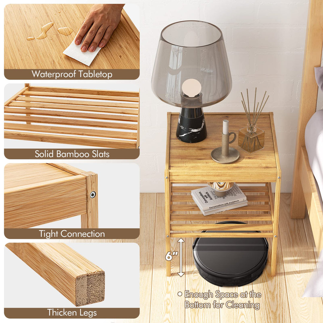 Giantex Bamboo Nightstands Set of 2