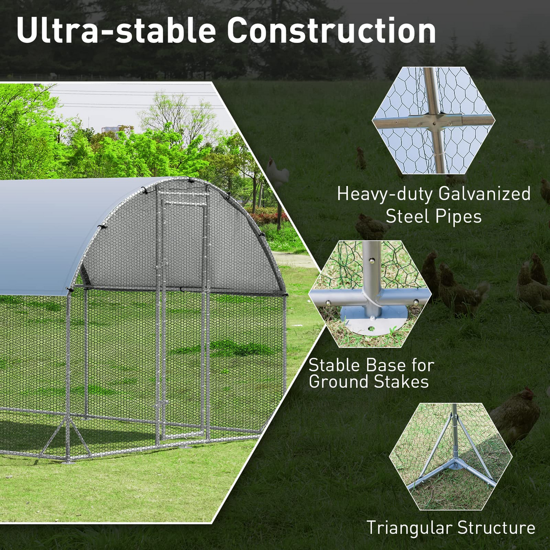 Giantex Large Metal Chicken Coop, Dome Shaped Poultry Cage Hen Run House Rabbits Habitat for Backyard Farm Outdoor