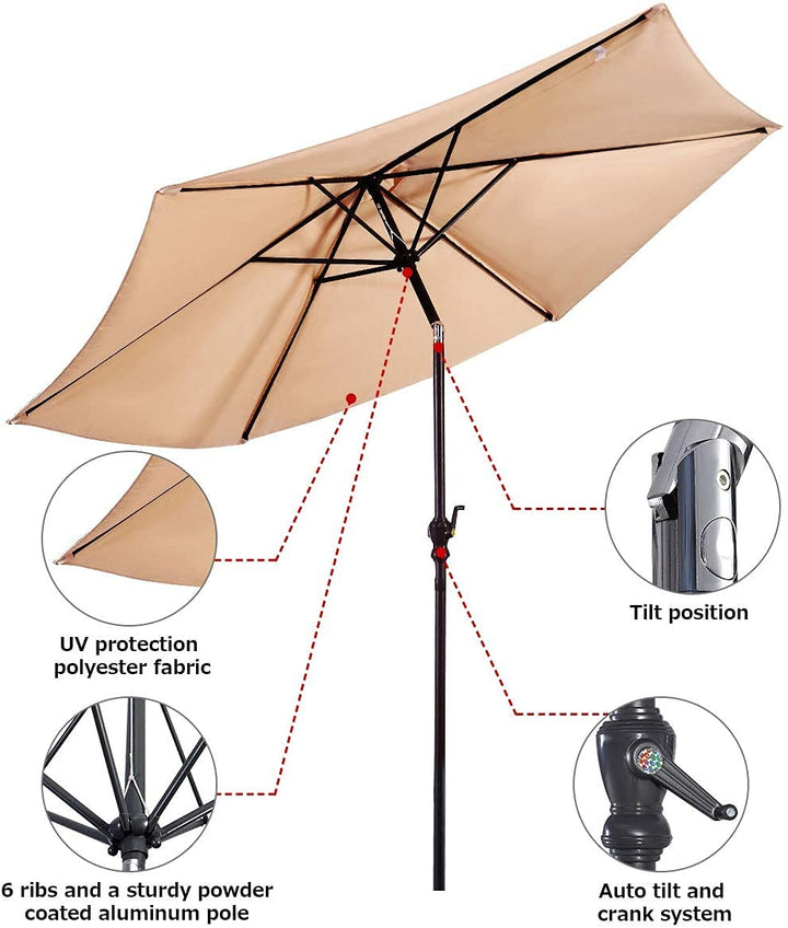 Giantex Patio Umbrella with Base Stand, 9ft Market Umbrella