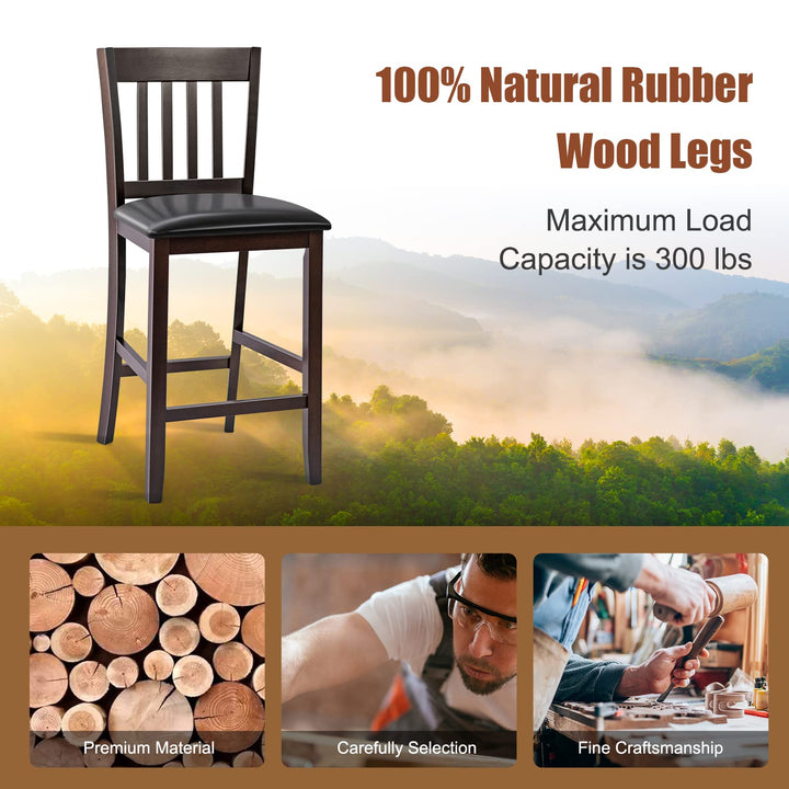 Giantex 25” Counter Height Pub Chairs with Rubber Wood Legs, Armless Bar Chairs with Elastic Cushion &amp; PU Cover for Kitchen