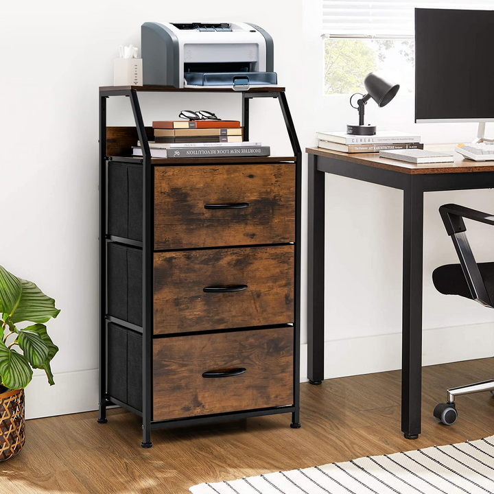 Giantex 3 Drawers Dresser, Storage Tower w/ 3 Foldable Fabric Drawers &amp; Open Shelves