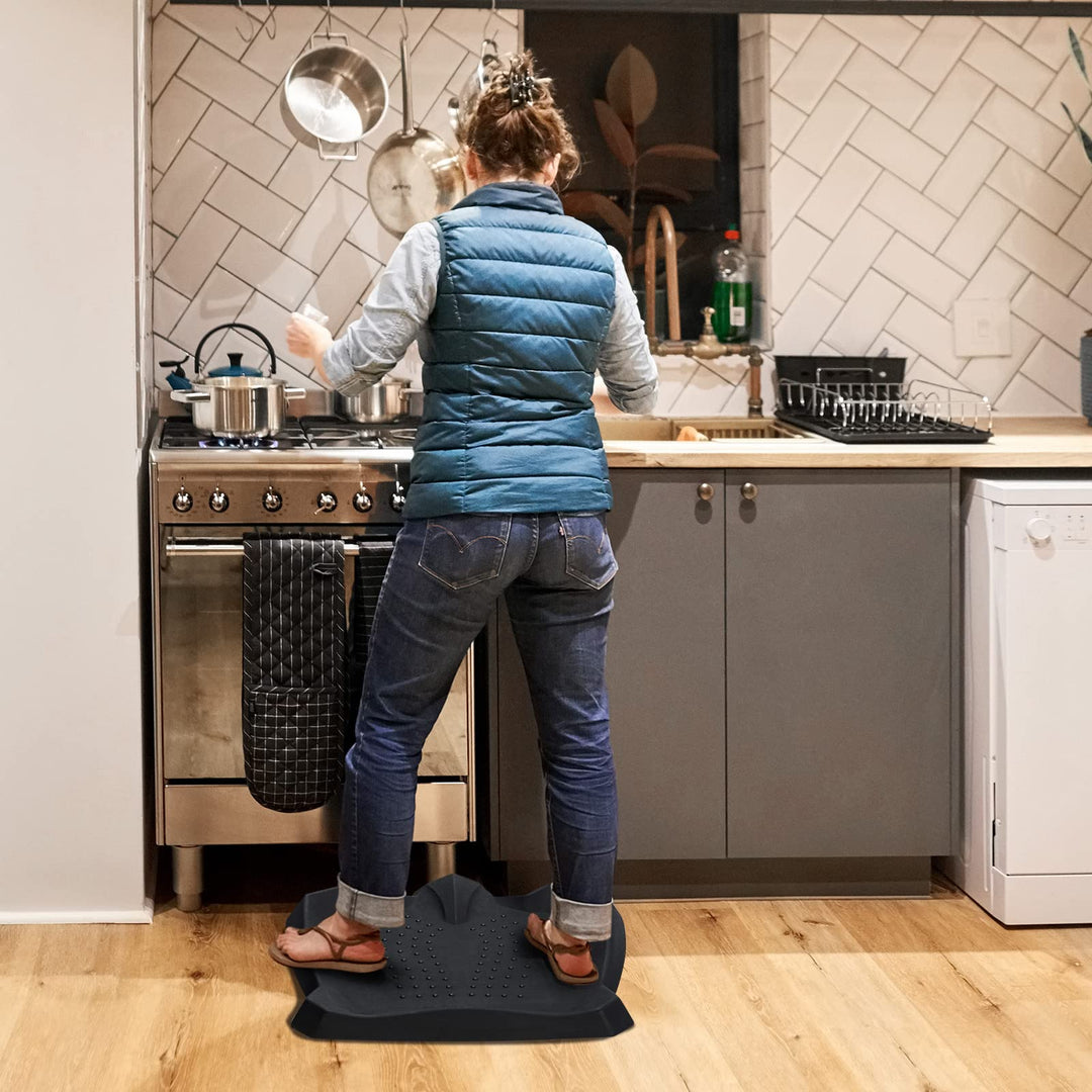 Giantex Anti Fatigue Mat, Not-Flat Standing Mat w/ Foot Massage Points Diverse Terrain &amp; Beveled Edges