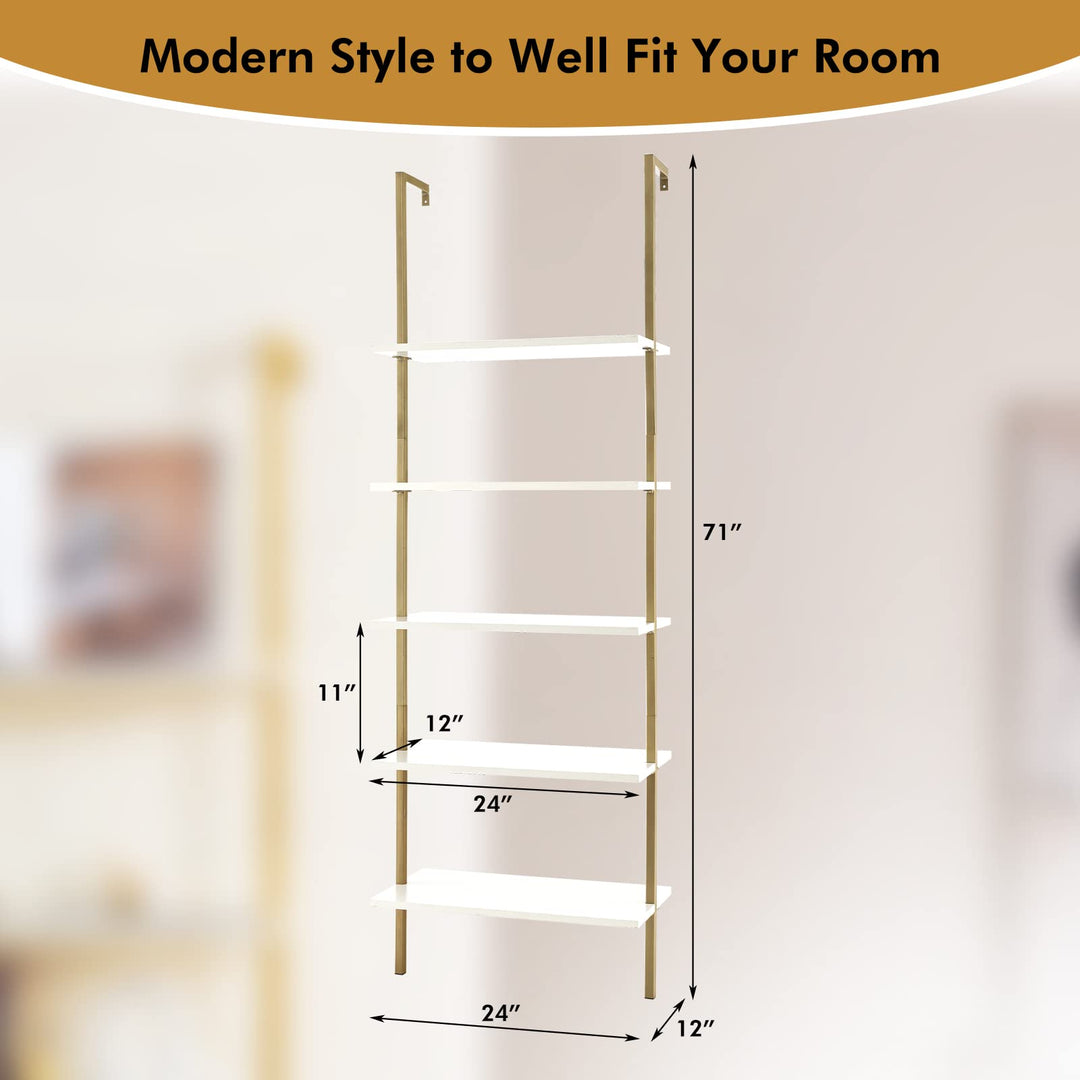 Giantex 5 Tier Modern Wall Mounted Bookshelf, 71&