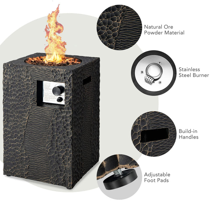 Fire Pit for Outside 16" as Fireplaces, 30,000 BTU Electronic Ignition Square