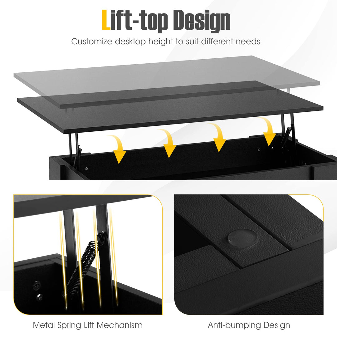 Giantex Lift Top Coffee Table, Modern Cocktail Table w/Hidden Compartment &amp; Open Storage Shelf