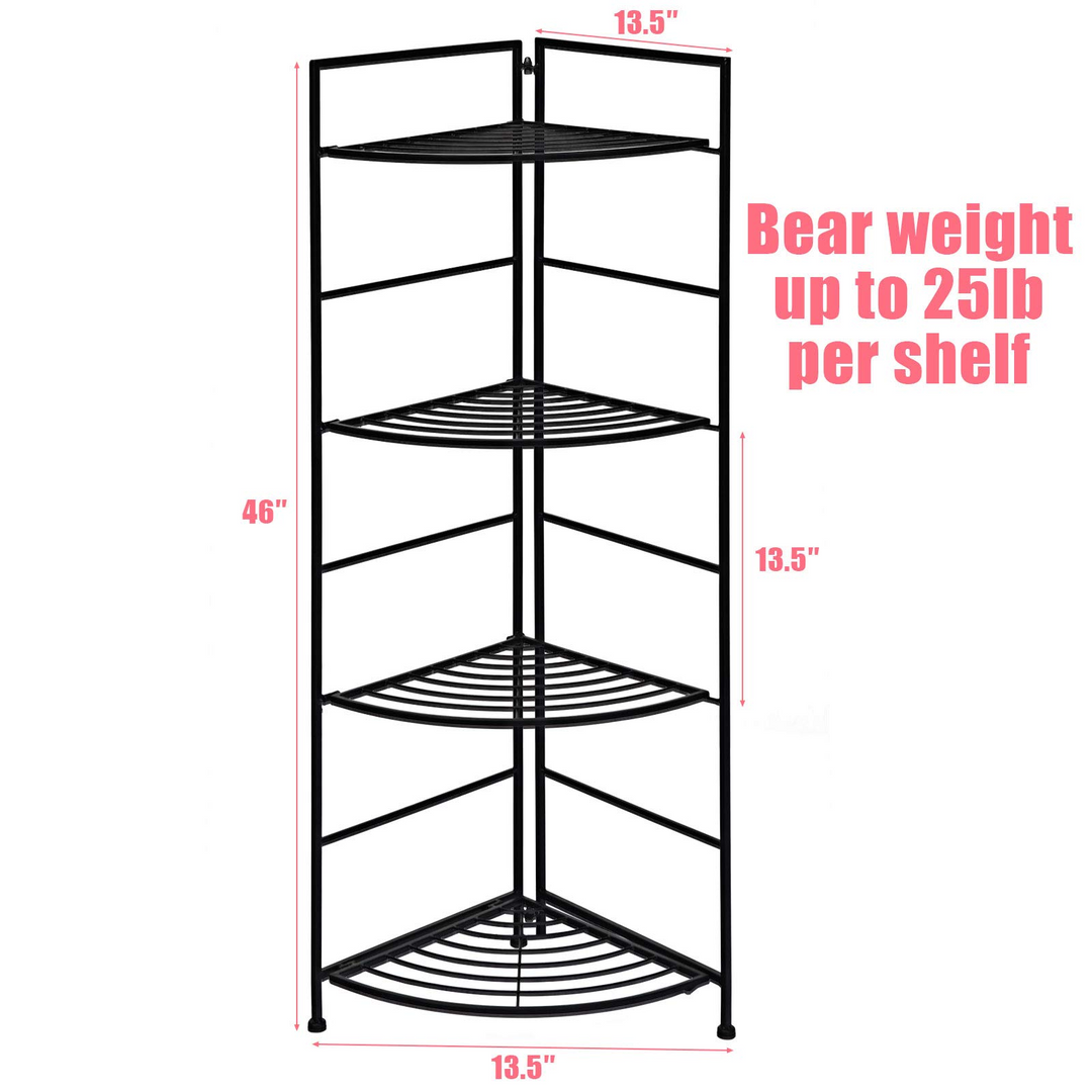 Giantex Folding Metal Plant Rack, 4 Tiers Corner Shelf Plant Stand
