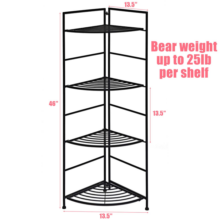 Giantex Folding Metal Plant Rack, 4 Tiers Corner Shelf Plant Stand