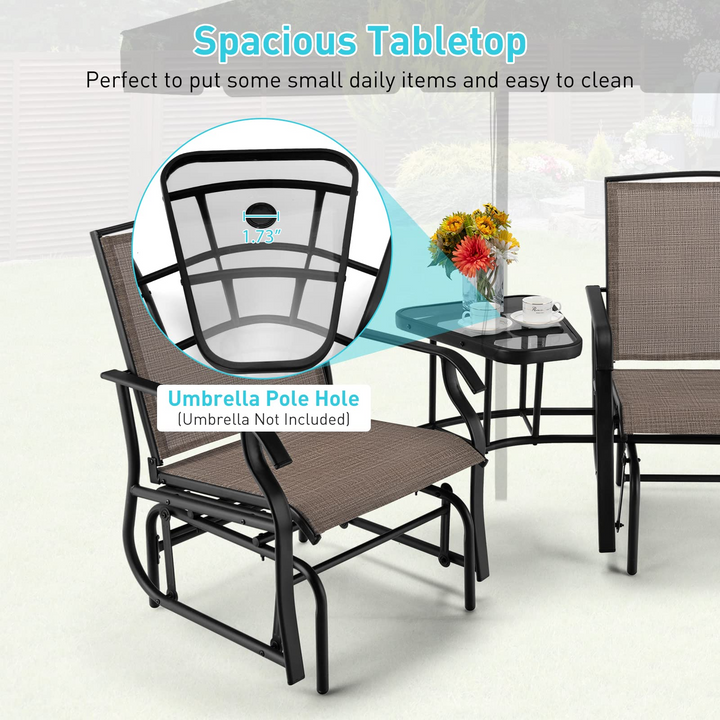 Giantex Outdoor Glider Chairs with Table &amp; Umbrella Hole