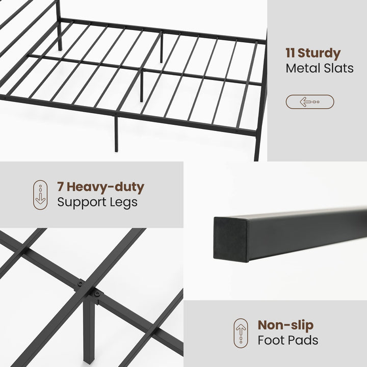Giantex Full Size Metal Canopy Bed Frame, Modern Platform Bed Frame with 4 Poster &amp; Headboard