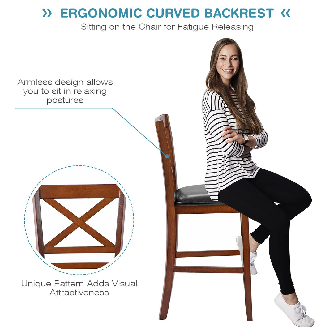 Giantex Modern 25” Counter Height Dining Pub Stools with X-Shaped Backrest, Soft Cushion &amp; Durable PU Seat