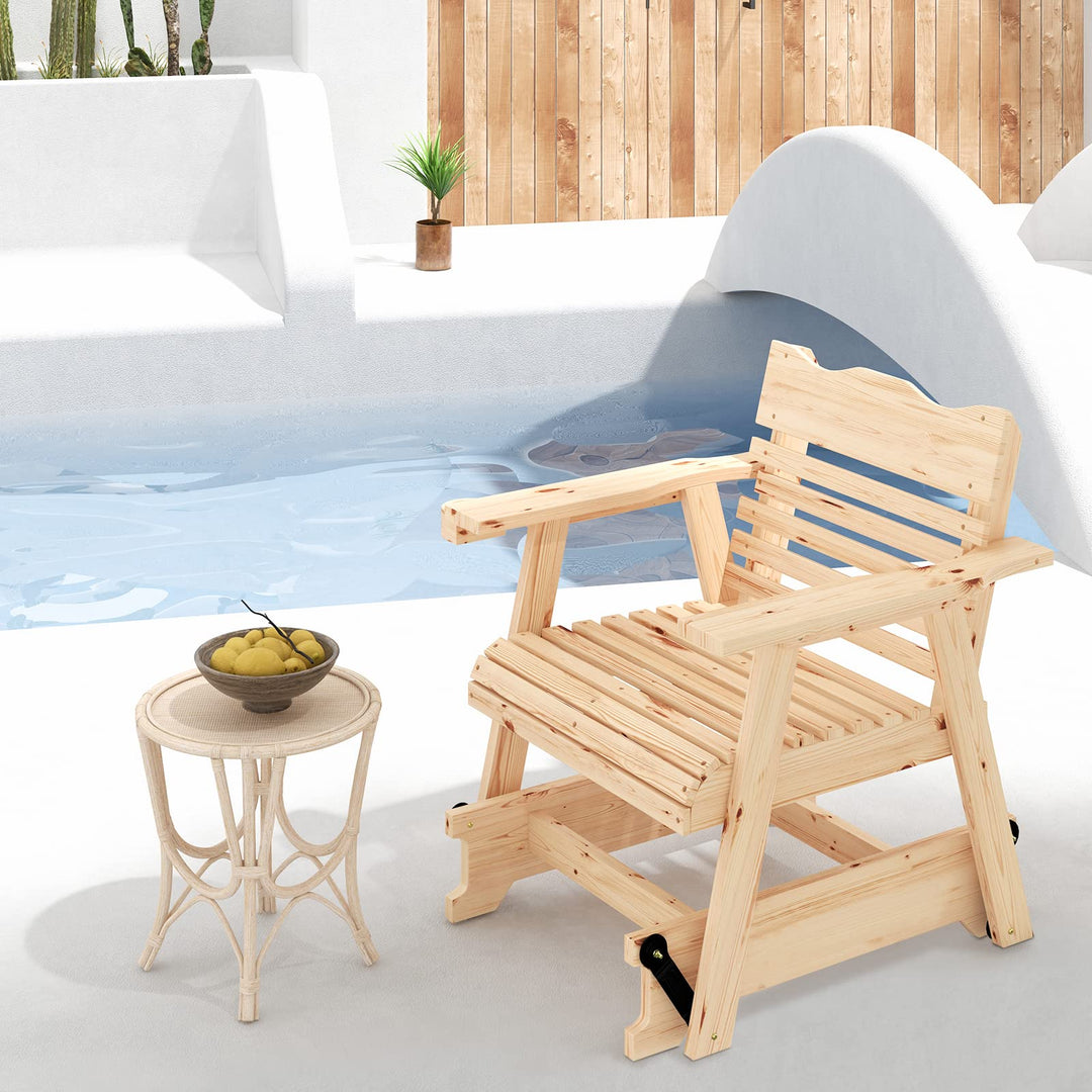 Giantex Outdoor Wood Rocking Chair with High Back and Widened Armrests