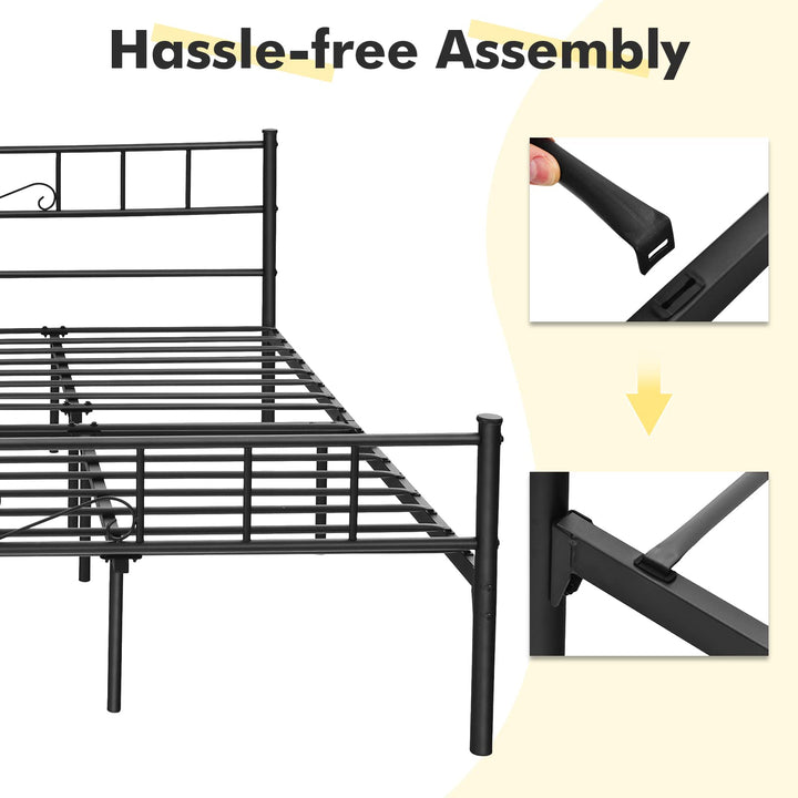 King/Queen/Full/Twin Size Mattress Foundation w/Heavy Duty Steel Slat Support, No Box Spring Needed