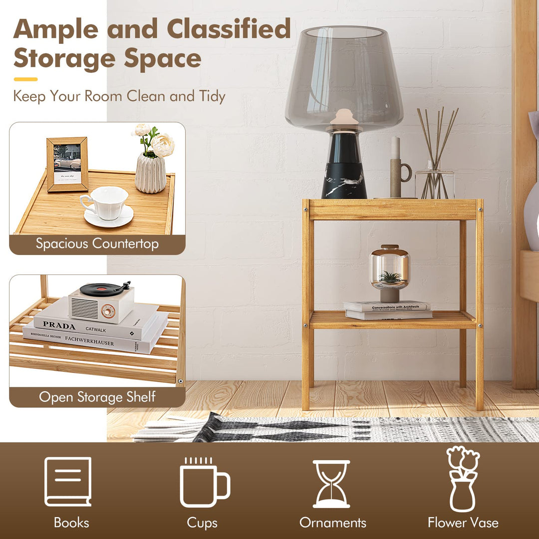 Giantex Bamboo Nightstands Set of 2