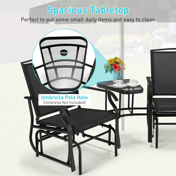Giantex Outdoor Glider Chairs with Table &amp; Umbrella Hole