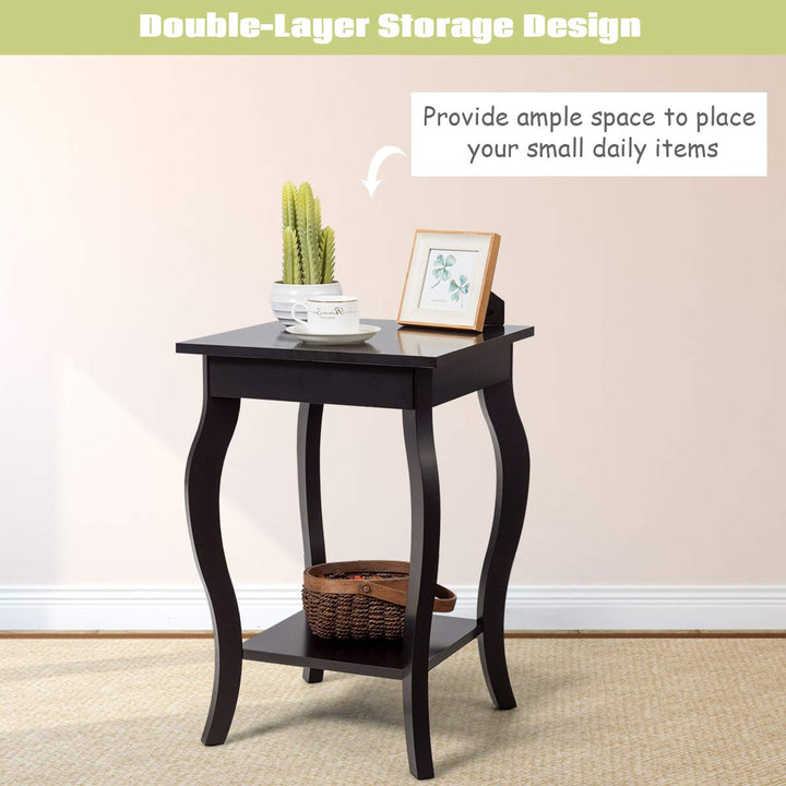 16" End Table W/Storage &amp; Shelf Curved Legs Home Furniture for Living Room