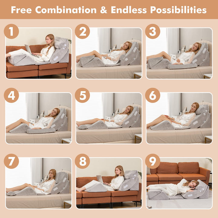6PCS Orthopedic Bed Wedge Pillow Set - Giantex