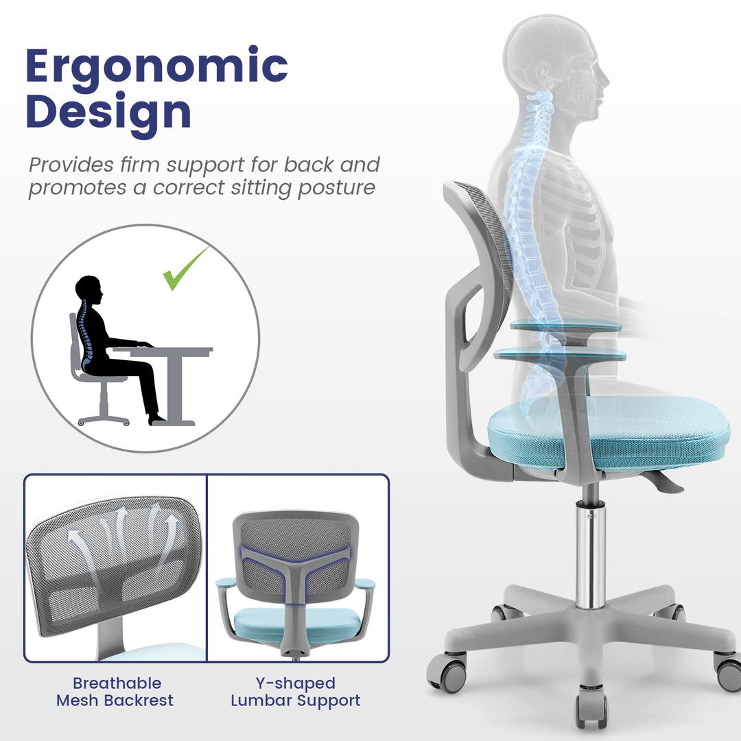 Giantex Ergonomic Home Office Chair, Mesh Low Back Desk Chair, Swivel Computer Chair with Y-Shaped Lumbar Support &amp; Comfy Armrest