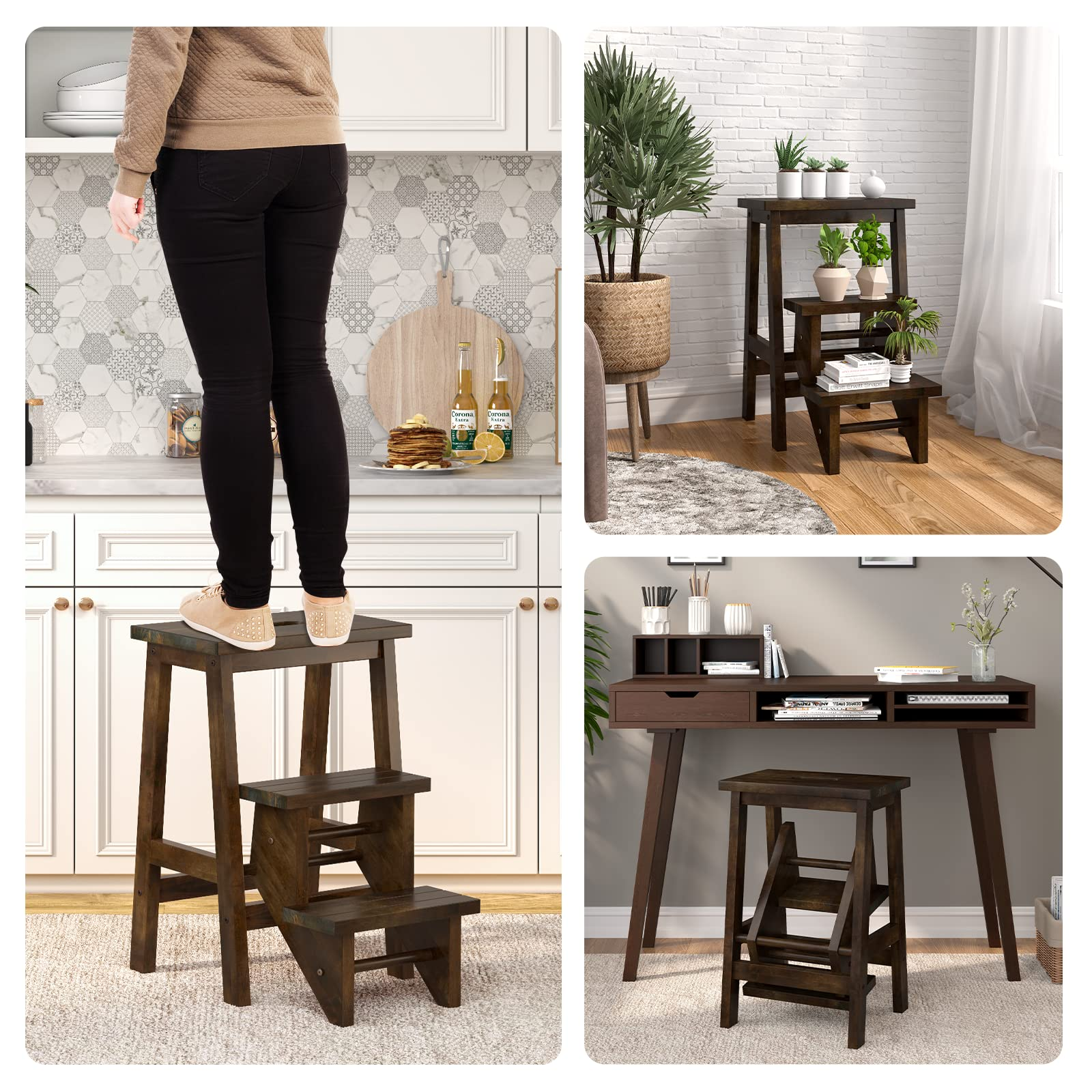 Folding 3 Tier Step Ladder - Giantex