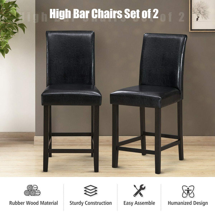 Giantex 25 inch Wooden Vintage Bar Chairs, Counter Stools w/ Upholstered Foam Cushion &amp; Solid Rubber Wood Legs