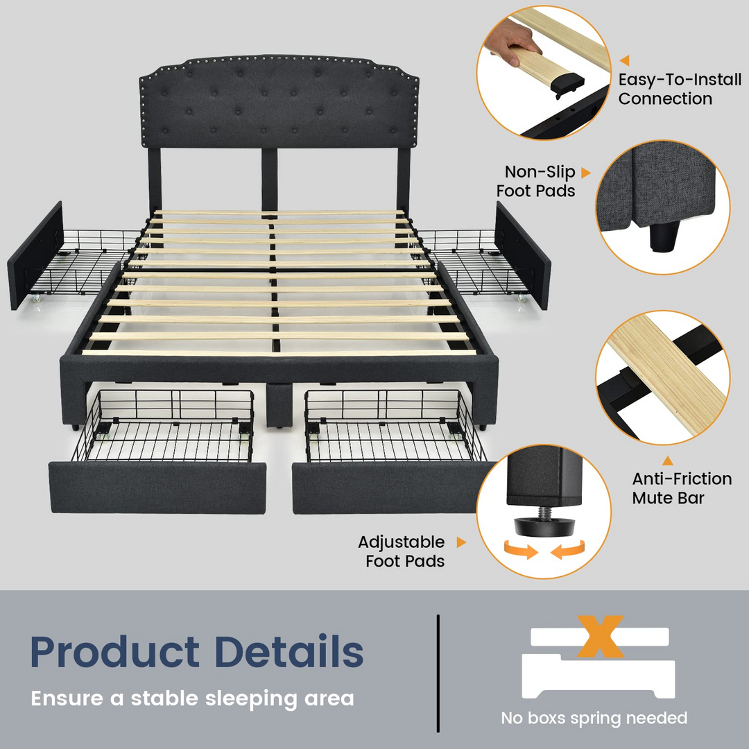 Giantex Queen/Full Upholstered Platform Bed Frame